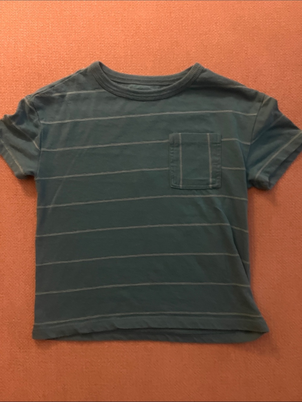 Cat & Jack Teal-Blue Thin Stripe Pocket Tee